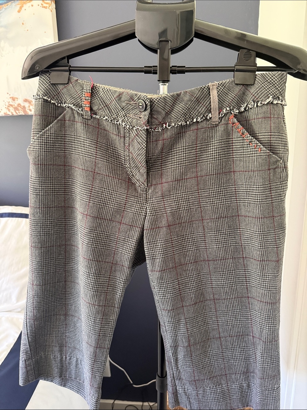 Anthropology Women’s sz 6 Gray Plaid Cotton Pant/Shorts